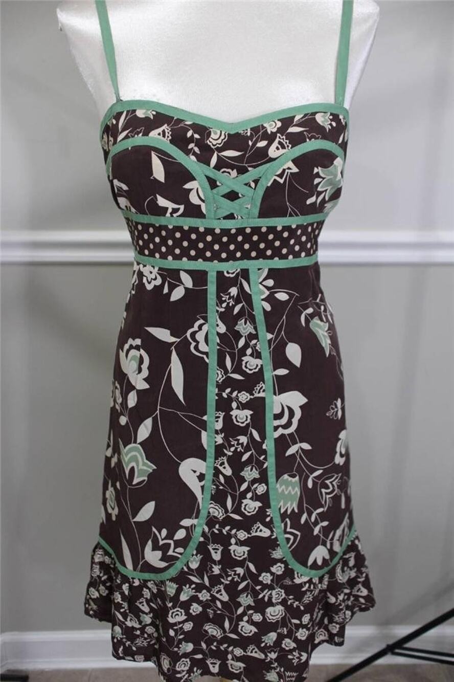 Nanette Lepore green and brown floral dress size 2 (100